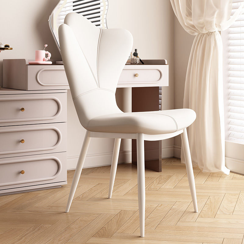 French Trapezoid Leather Steel Dining Chair — B