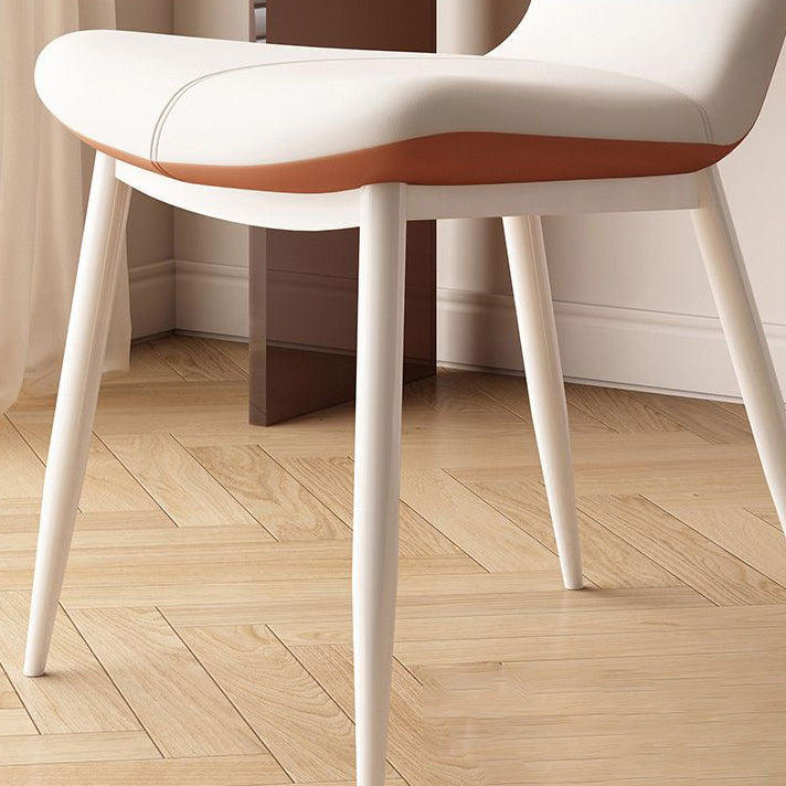 French Trapezoid Leather Steel Dining Chair