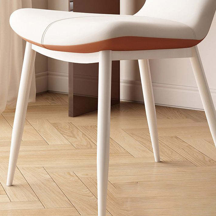 French Trapezoid Leather Steel Dining Chair