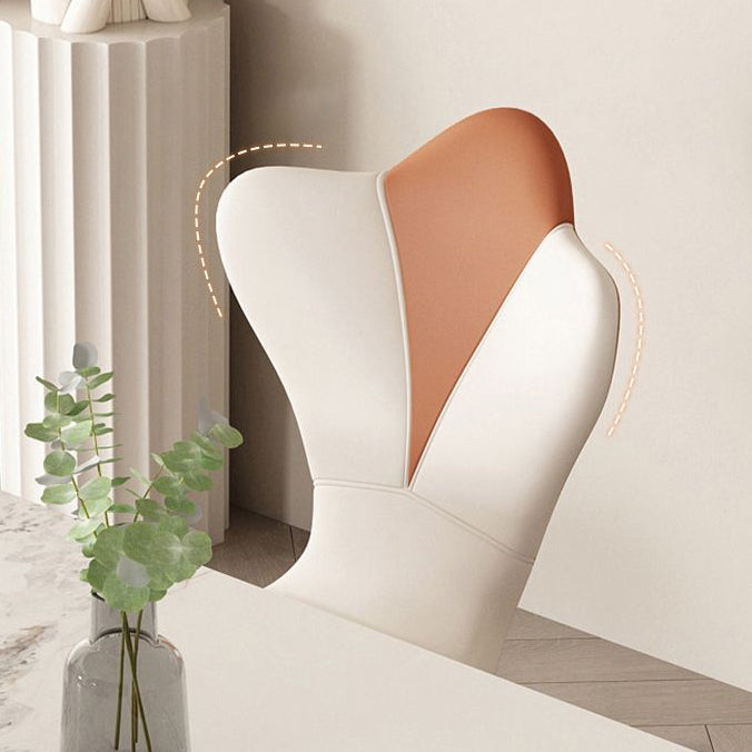 French Trapezoid Leather Steel Dining Chair