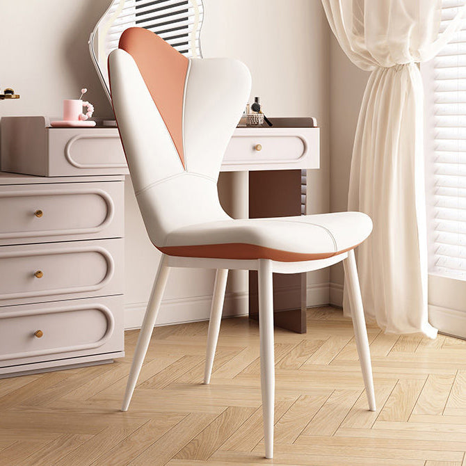 French Trapezoid Leather Steel Dining Chair
