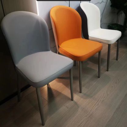 Scandinavian Microfiber Leather Stainless Steel Dining Chair — C