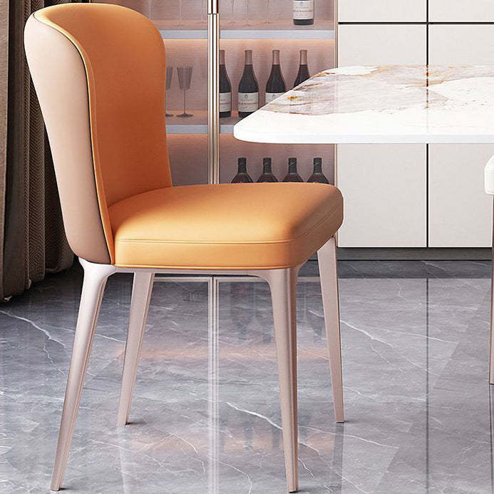 Scandinavian Microfiber Leather Stainless Steel Dining Chair — A