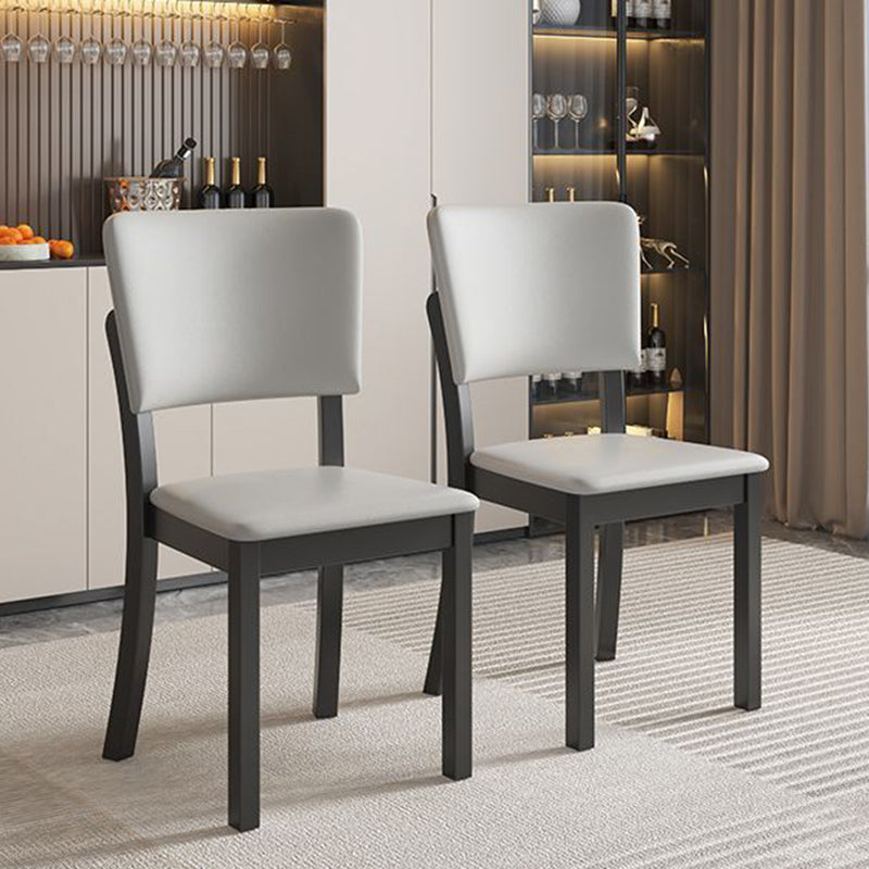Minimalist Rubberwood Leather Dining Chair — Black + Coffee Color