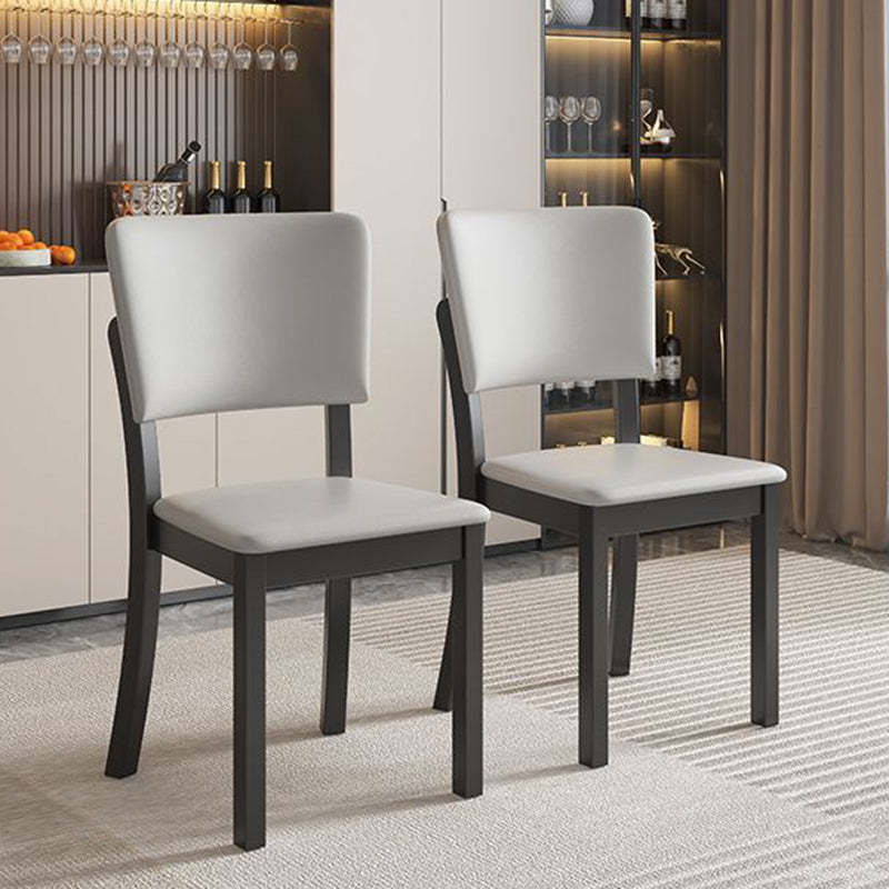 Minimalist Rubberwood Leather Dining Chair — Black + Coffee Color
