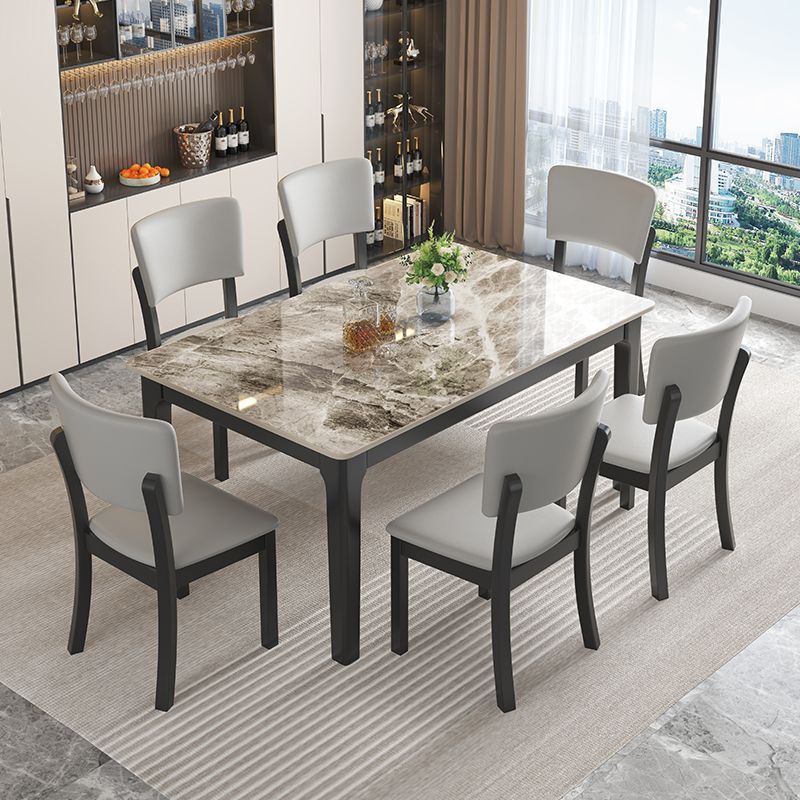 Minimalist Rubberwood Leather Dining Chair — Black + Orange