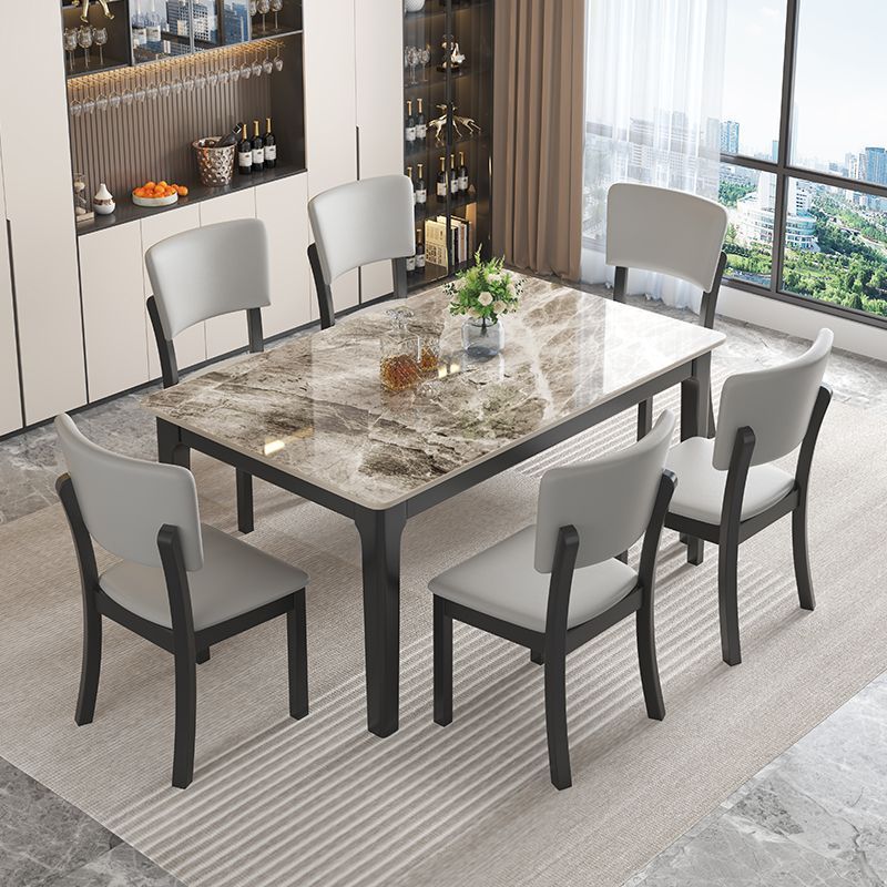 Minimalist Rubberwood Leather Dining Chair — Black + Orange