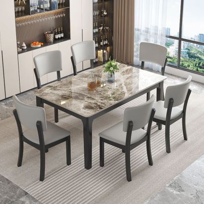 Minimalist Rubberwood Leather Dining Chair — Black + Orange