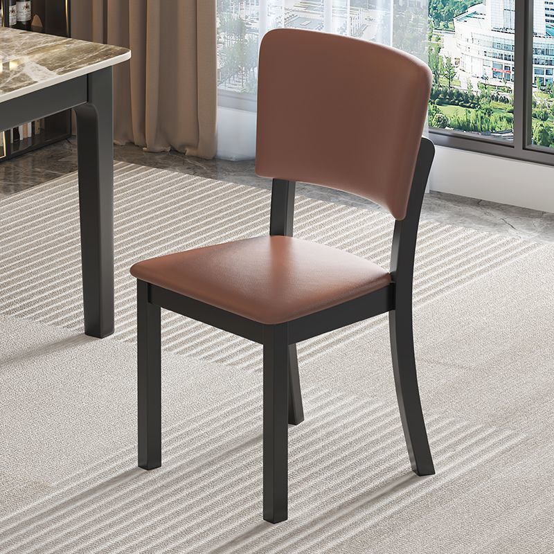 Minimalist Rubberwood Leather Dining Chair
