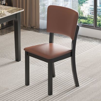 Minimalist Rubberwood Leather Dining Chair