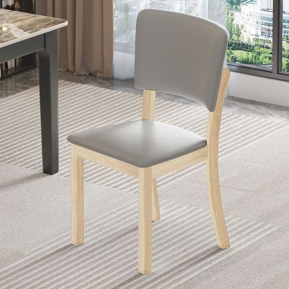 Minimalist Rubberwood Leather Dining Chair