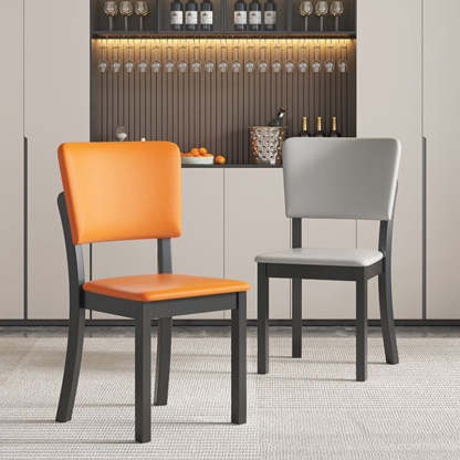 Minimalist Rubberwood Leather Dining Chair