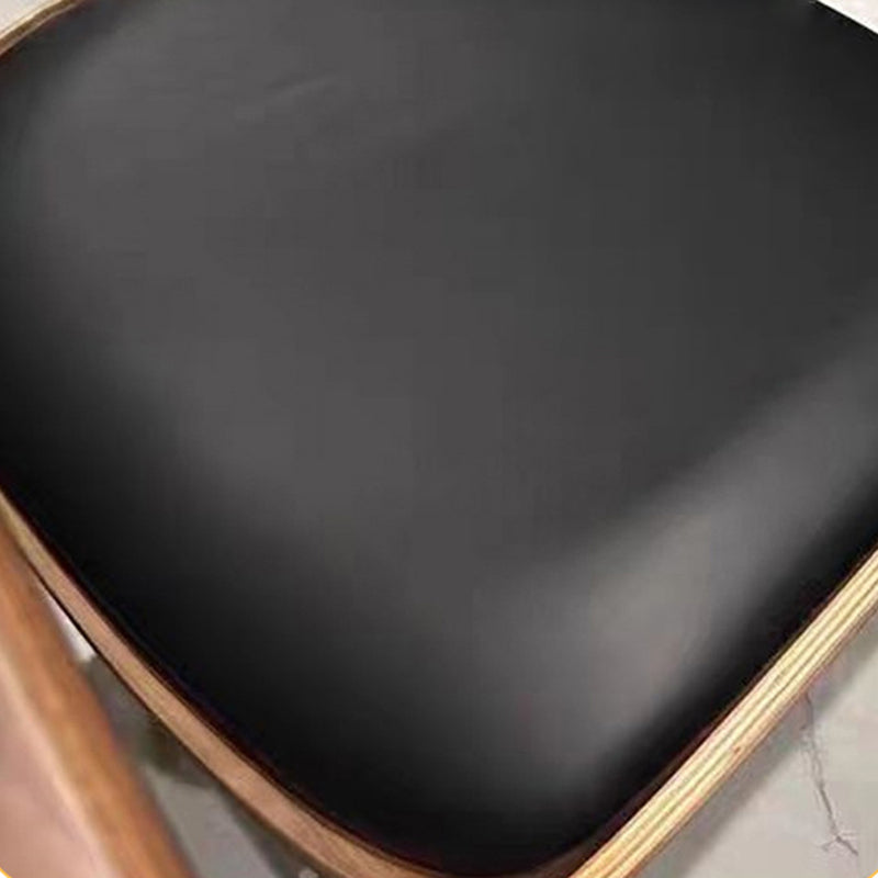 Minimalist Arcuate Iron Wood Leather Dining Chair