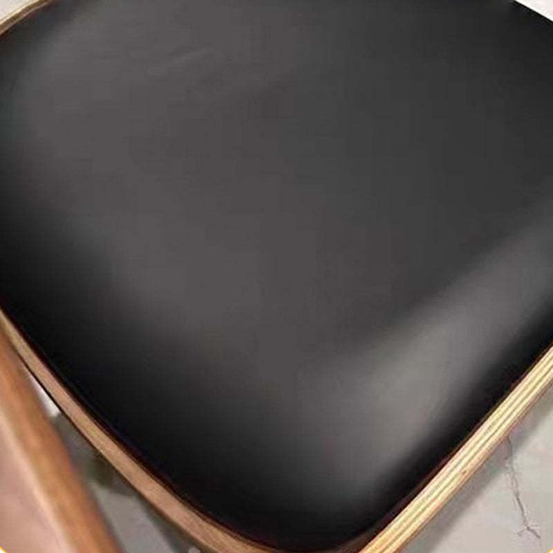 Minimalist Arcuate Iron Wood Leather Dining Chair