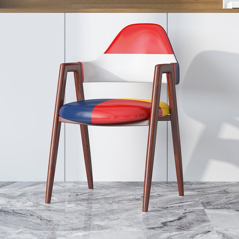 Minimalist A-Shape Iron Leather Dining Chair