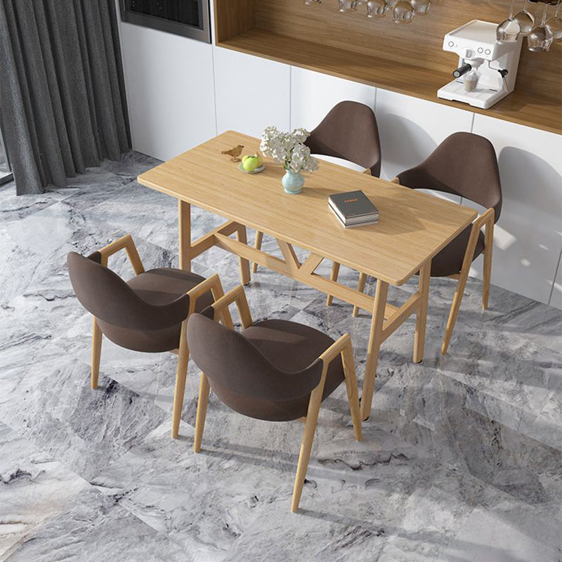Minimalist A-Shape Iron Leather Dining Chair — Fabric Green + Wood Leg