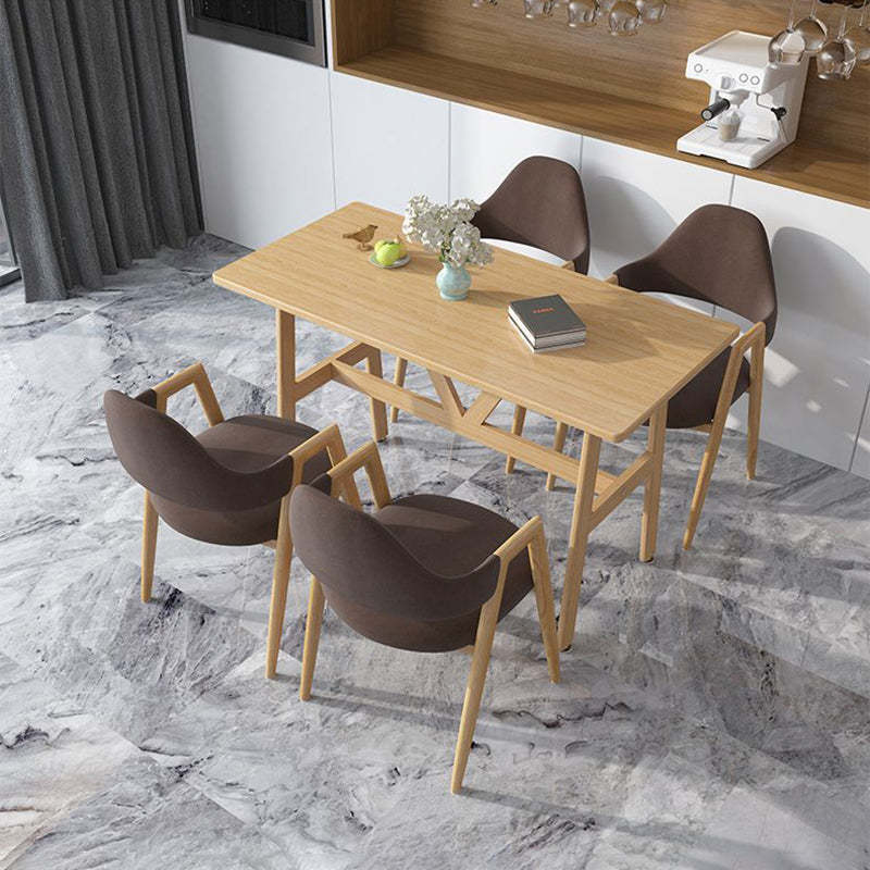 Minimalist A-Shape Iron Leather Dining Chair — Fabric Green + Wood Leg