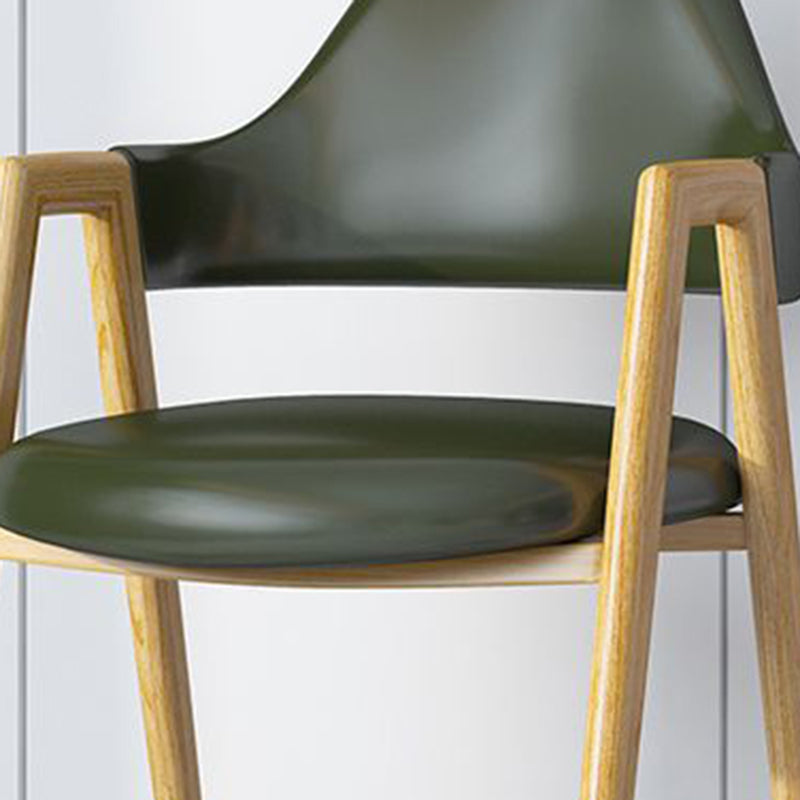 Minimalist A-Shape Iron Leather Dining Chair — Leather Black + Black Leg