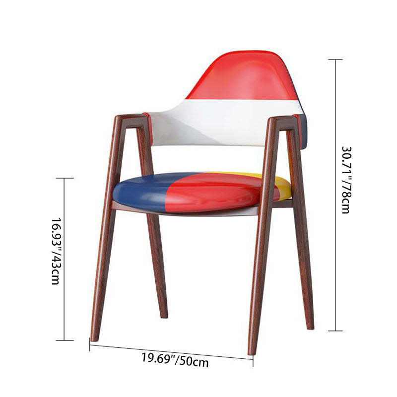 Minimalist A-Shape Iron Leather Dining Chair — Fabric Dark Blue + Wood Leg