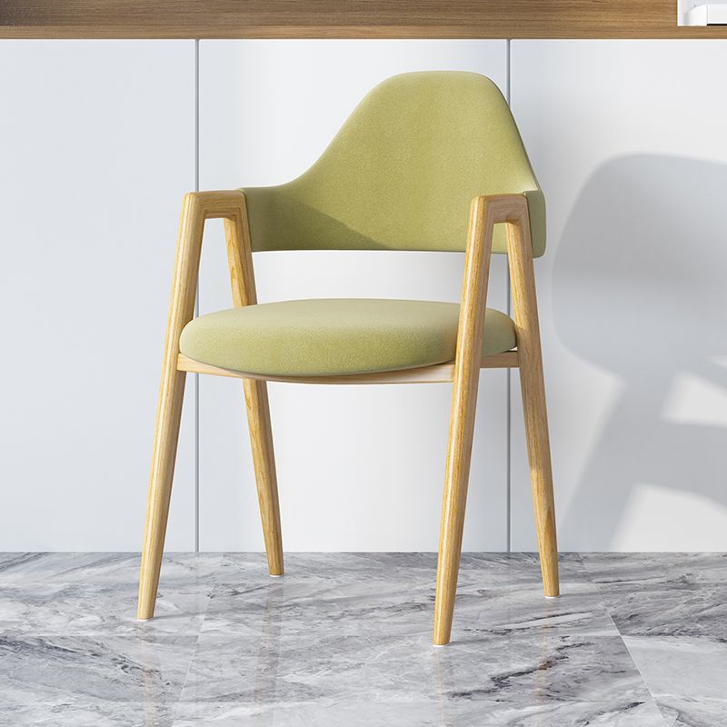 Minimalist A-Shape Iron Leather Dining Chair — Leather Reddish Brown + Redwood Legs