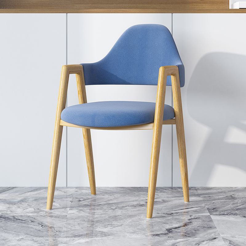 Minimalist A-Shape Iron Leather Dining Chair — Leather Blue +Wood Leg