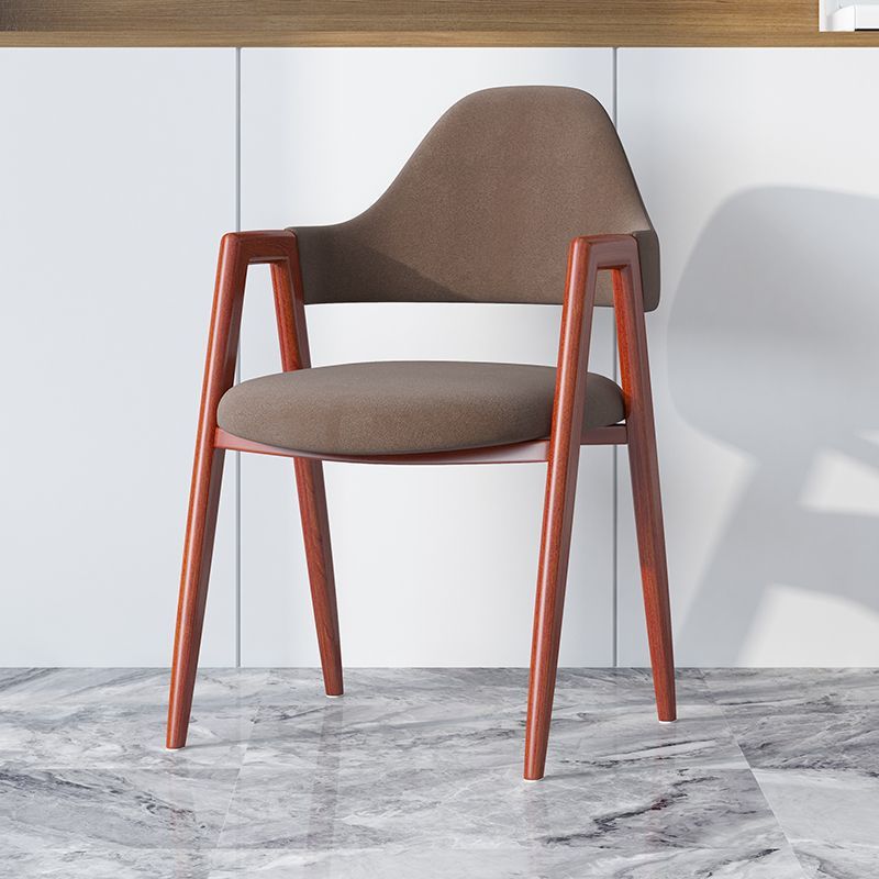 Minimalist A-Shape Iron Leather Dining Chair — Leather Green +Wood Leg