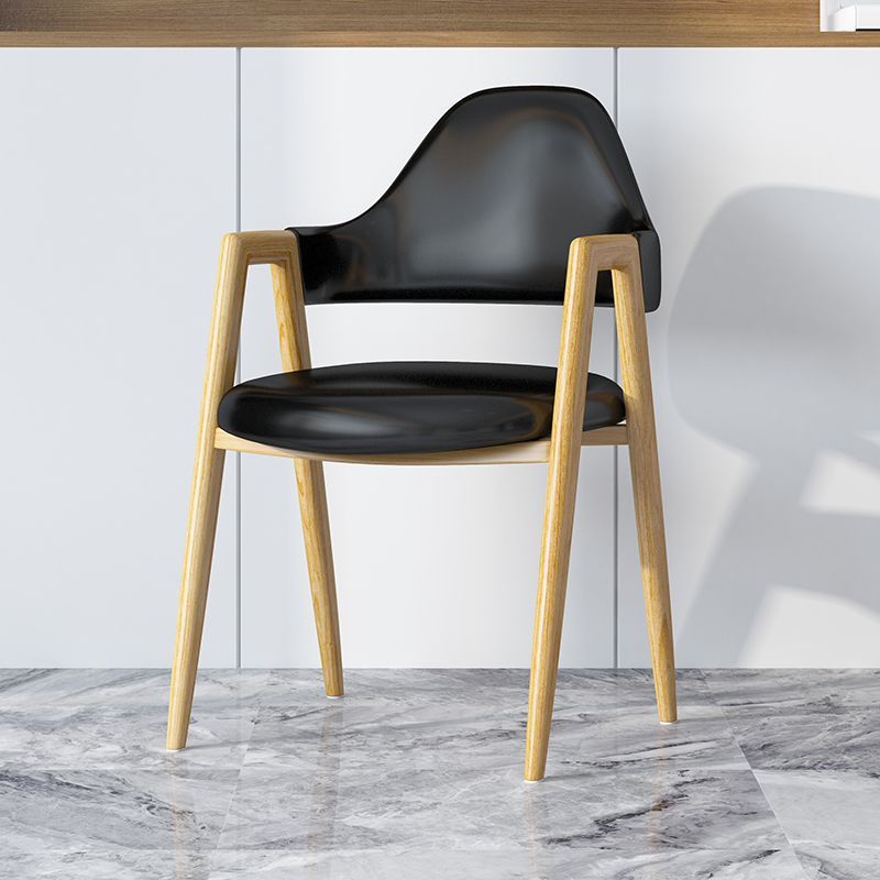 Minimalist A-Shape Iron Leather Dining Chair — Leather England Style +Wood Leg