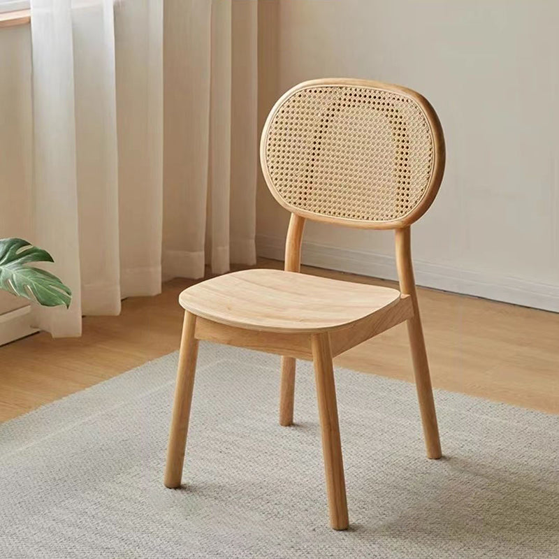 Nordic Wood Rattan Woven Dining Chair — Wood Color