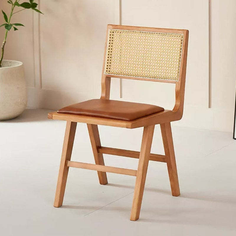 Lighom nordic rubberwood h-shaped leather rattan wood dining chairs & benches
