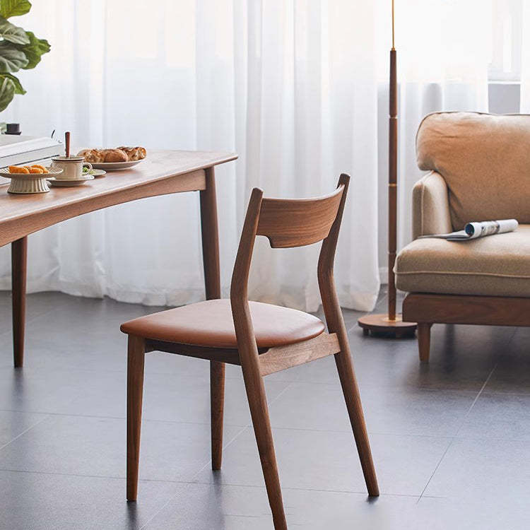 Minimalist Bent Walnut Wood Dining Chair