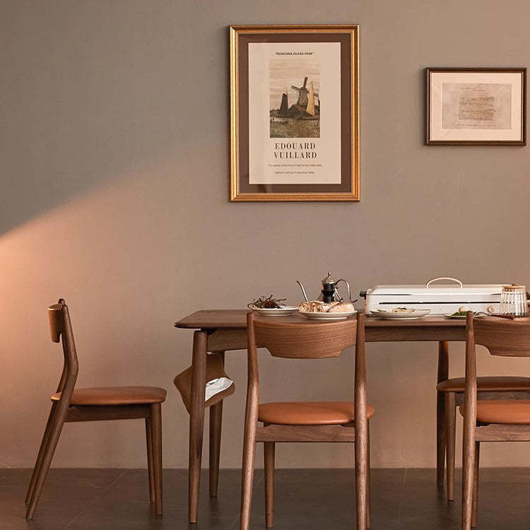 Minimalist Bent Walnut Wood Dining Chair