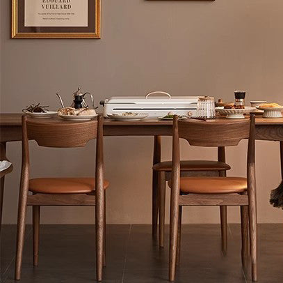 Minimalist Bent Walnut Wood Dining Chair