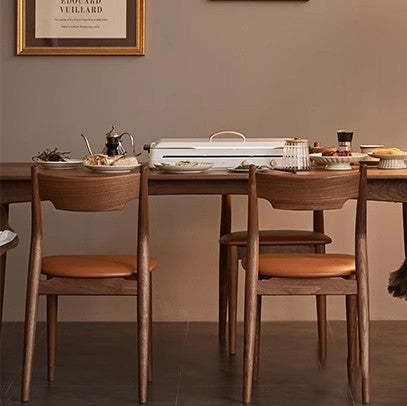 Minimalist Bent Walnut Wood Dining Chair — Upholstered Cushion