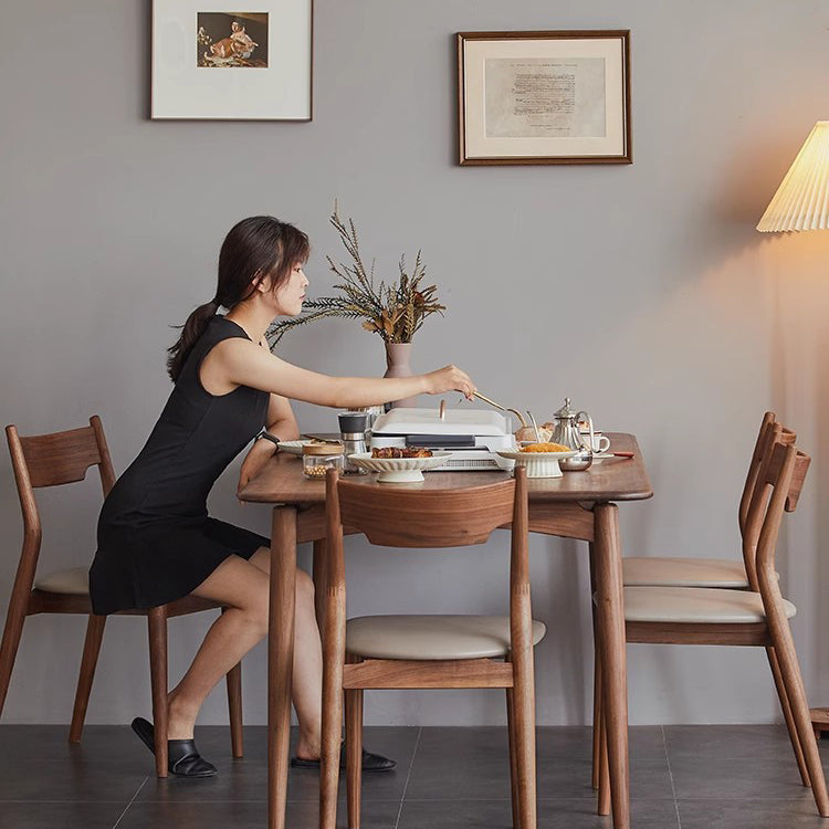 Minimalist Bent Walnut Wood Dining Chair