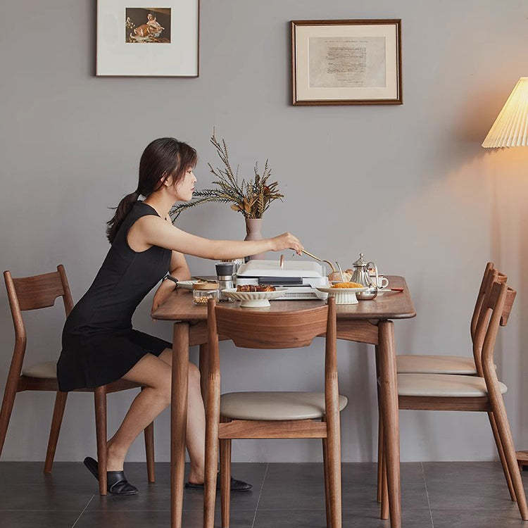 Minimalist Bent Walnut Wood Dining Chair