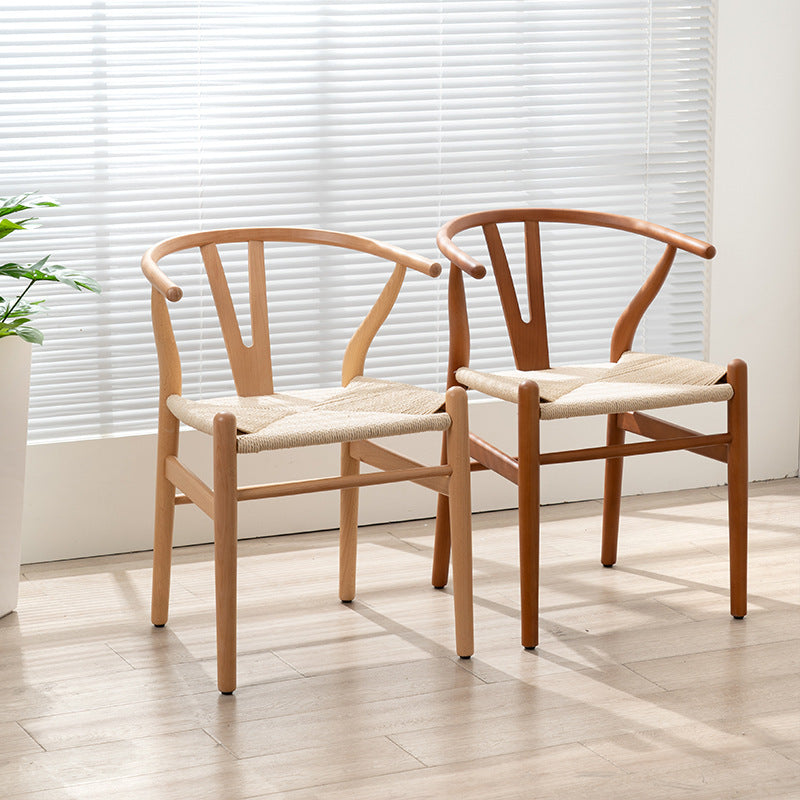 Scandinavian Y-Shape Braided Wood Dining Chair — Black