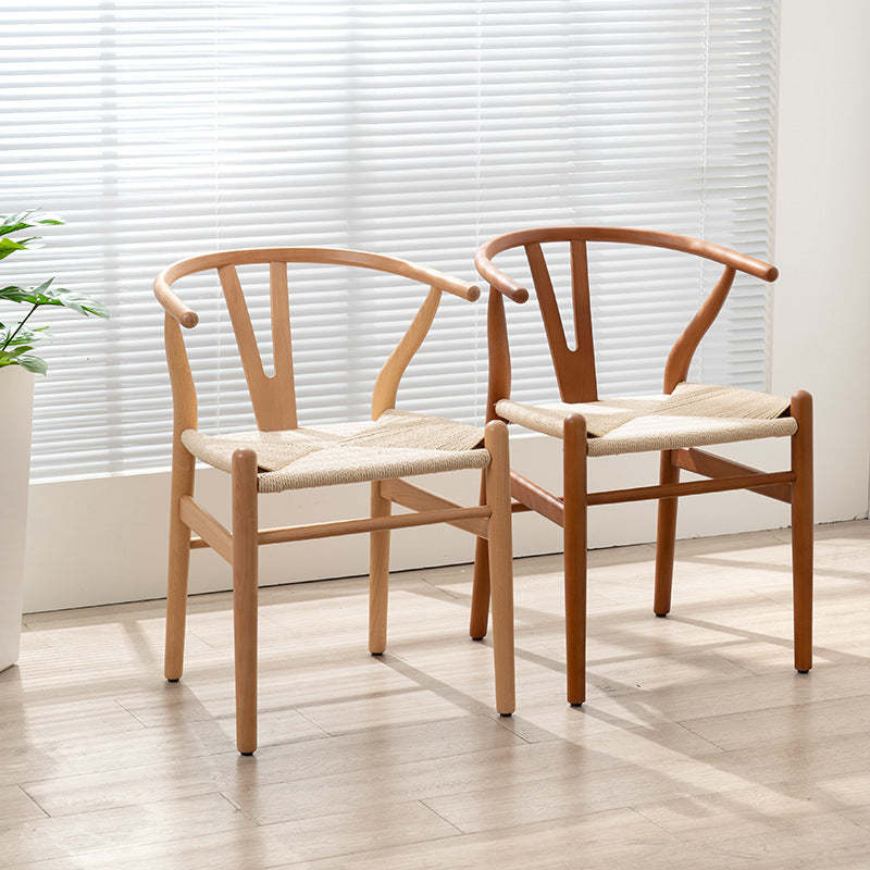 Scandinavian Y-Shape Braided Wood Dining Chair — Black