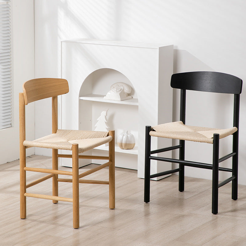 Japanese Bent Braided Wood Dining Chair — Black