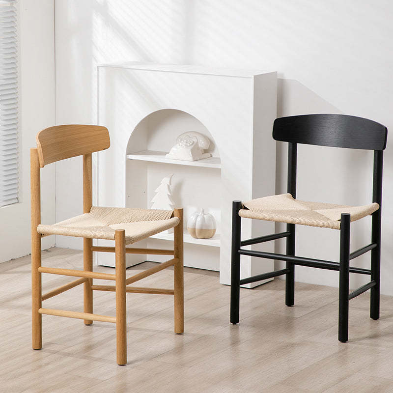 Japanese Bent Braided Wood Dining Chair — Black