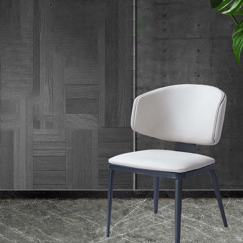 Modern Curved Leather Steel Dining Chair