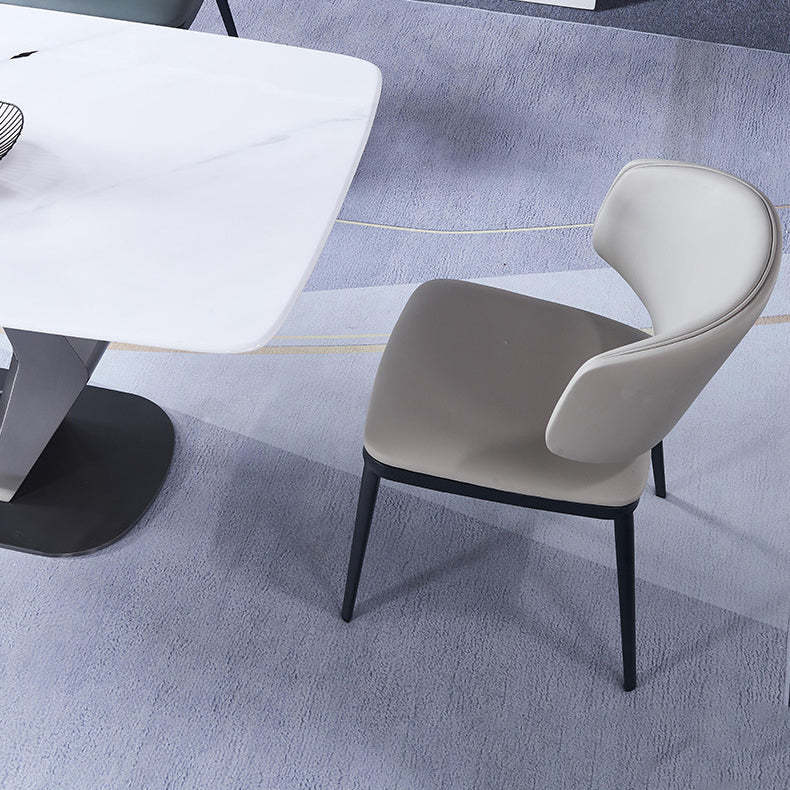Modern Curved Leather Steel Dining Chair