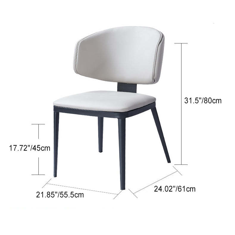 Modern Curved Leather Steel Dining Chair