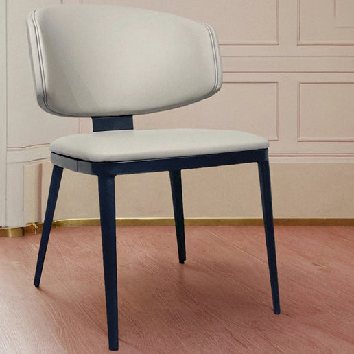 Modern Curved Leather Steel Dining Chair