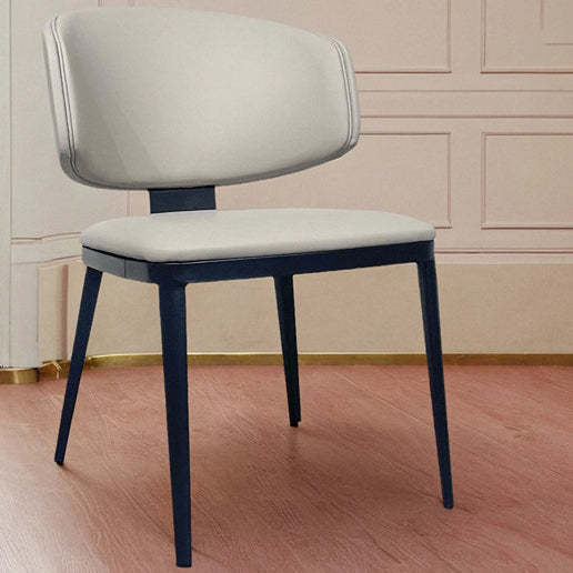 Modern Curved Leather Steel Dining Chair