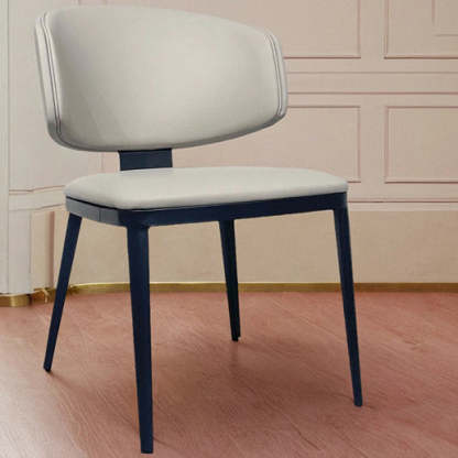 Modern Curved Leather Steel Dining Chair