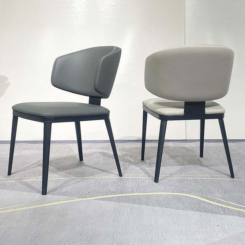Modern Curved Leather Steel Dining Chair