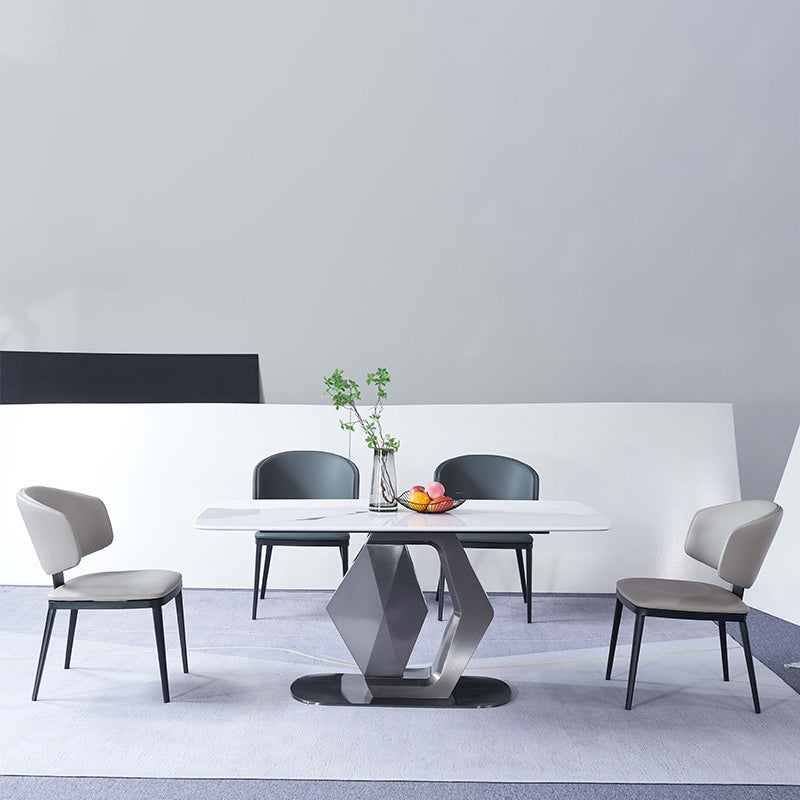 Modern Curved Leather Steel Dining Chair