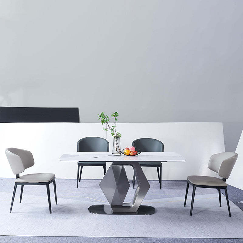 Modern Curved Leather Steel Dining Chair