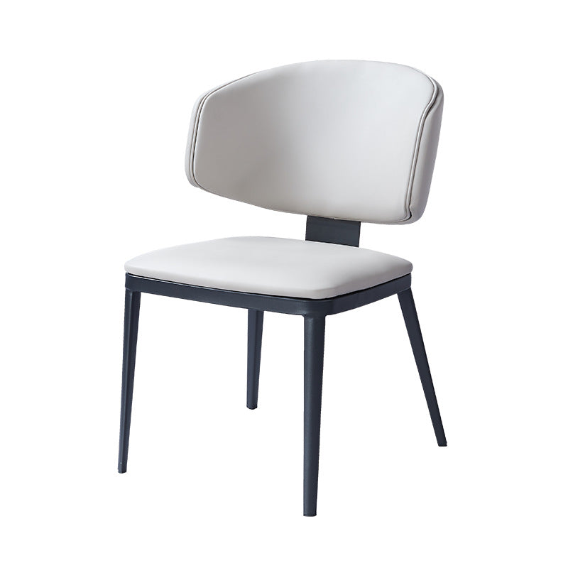Modern Curved Leather Steel Dining Chair