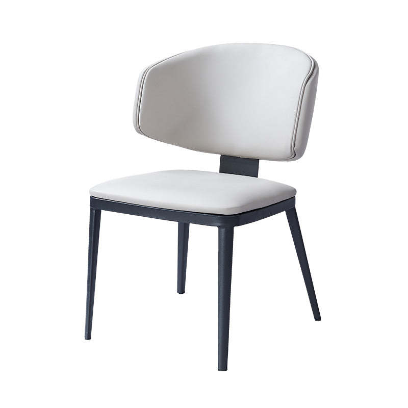 Modern Curved Leather Steel Dining Chair